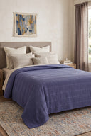 %100 Pamuk Bordürlü Tek Kişilik Pike Indigo 160x230